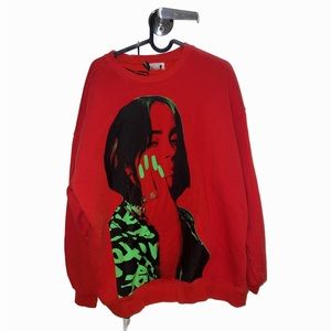 Billie Eilish red sweatshirt